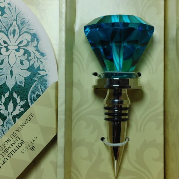 Cypress Home Boxed Set Christmas Wine Coaster Trivet & Blue Bottle Stopper - Picture 4 of 5